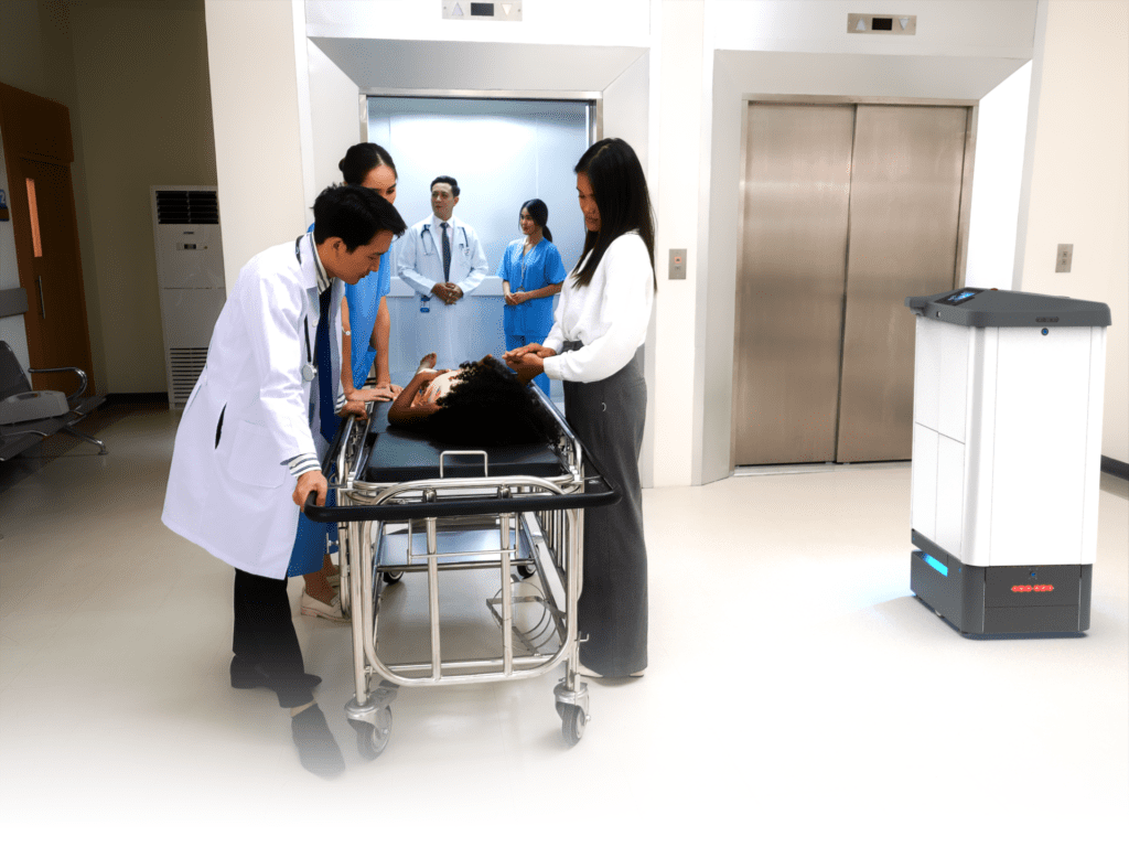 Aethon hospital robots. ZenaRX medical robot.