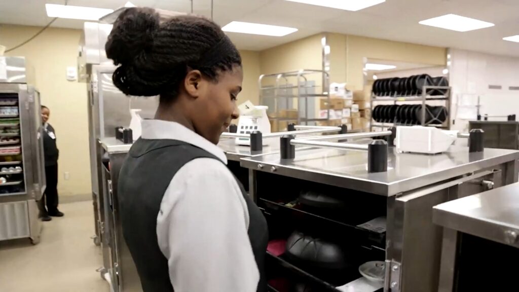 Hospital Kitchen Loading Meal Trays