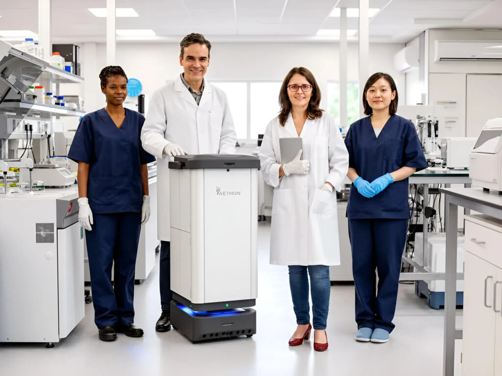 Mobile robot with lab team